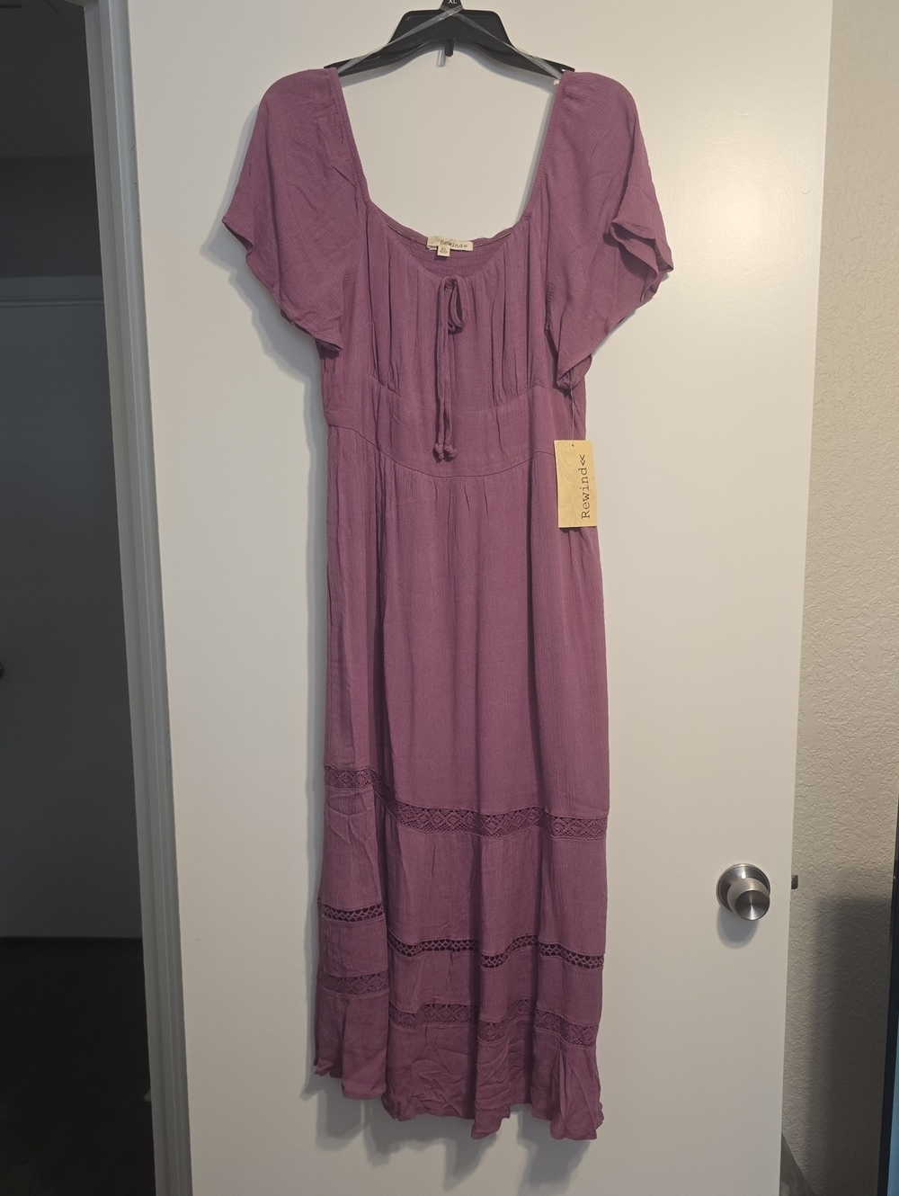 Rewind Mauve Tie-Front Boho Maxi Dress